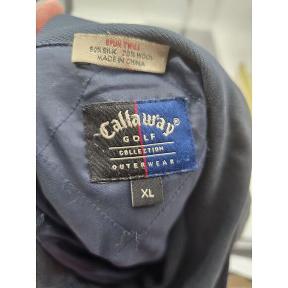 Mens Callaway Golf Collection Jacket XL Navy‎ Spun Twill Lined Button Up Coat - Picture 7 of 11